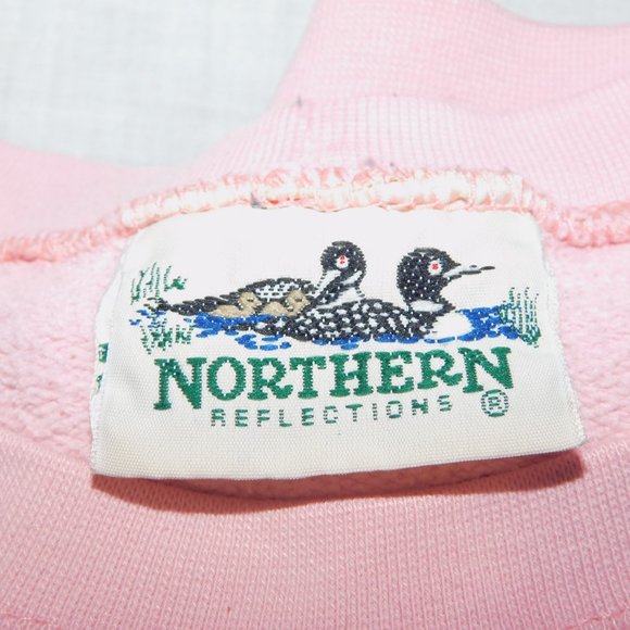 VTG 90s Northern Reflections Womens L Pink Floral Glitter detail  Sweatshirt - Picture 3 of 13